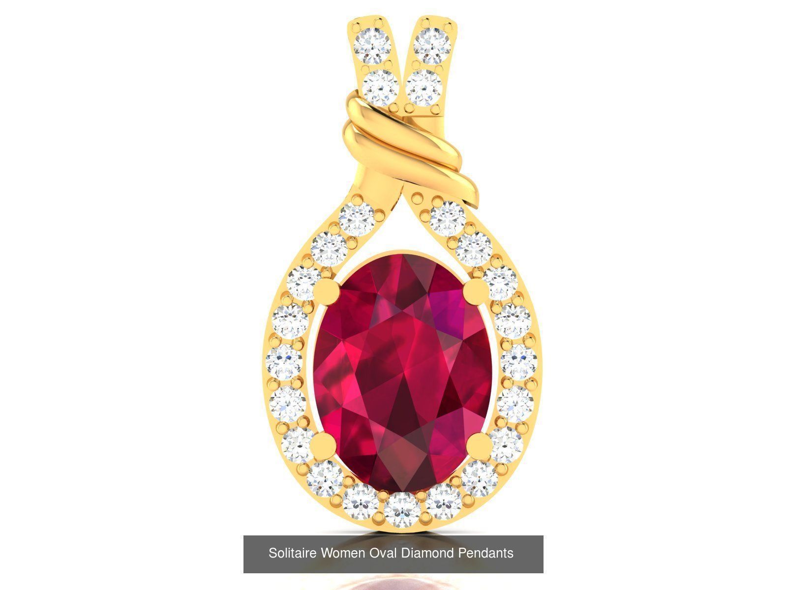 43 Solitaire Oval Diamond Pendant 3dm STL OBJ Details Collection _17