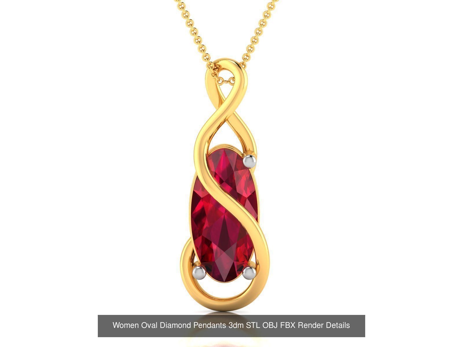 43 Solitaire Oval Diamond Pendant 3dm STL OBJ Details Collection _40