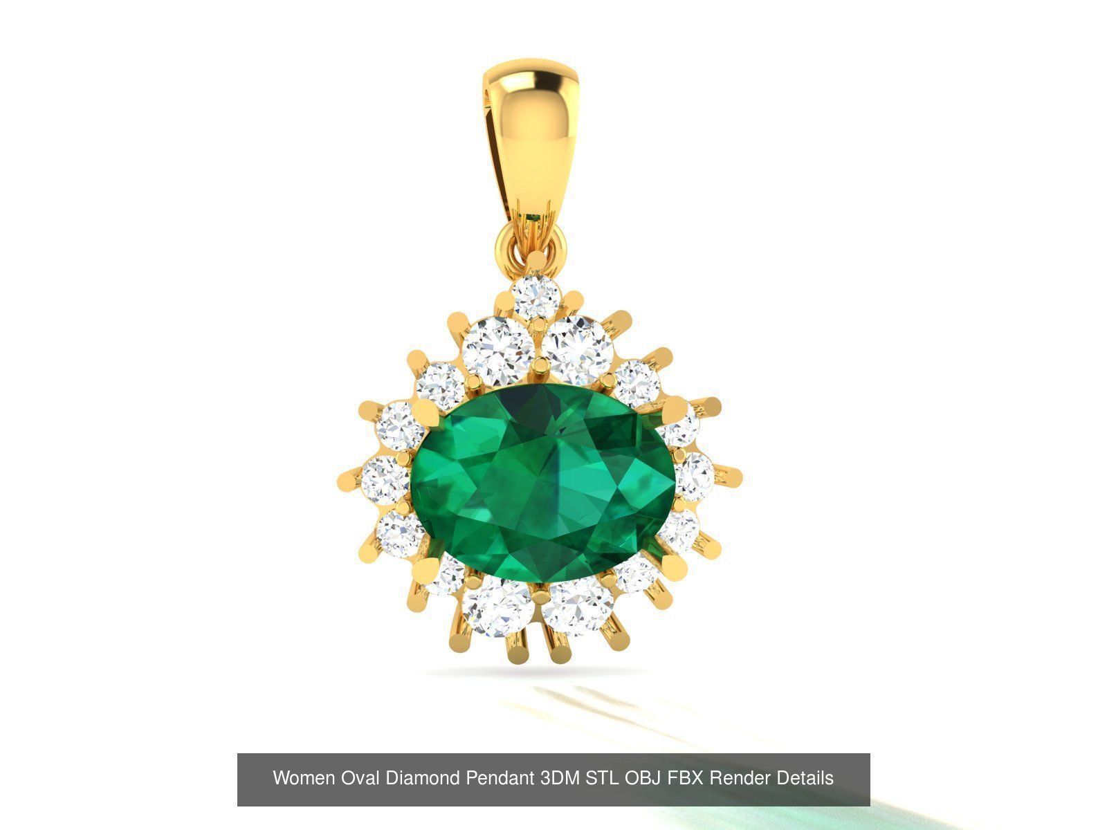 43 Solitaire Oval Diamond Pendant 3dm STL OBJ Details Collection _29