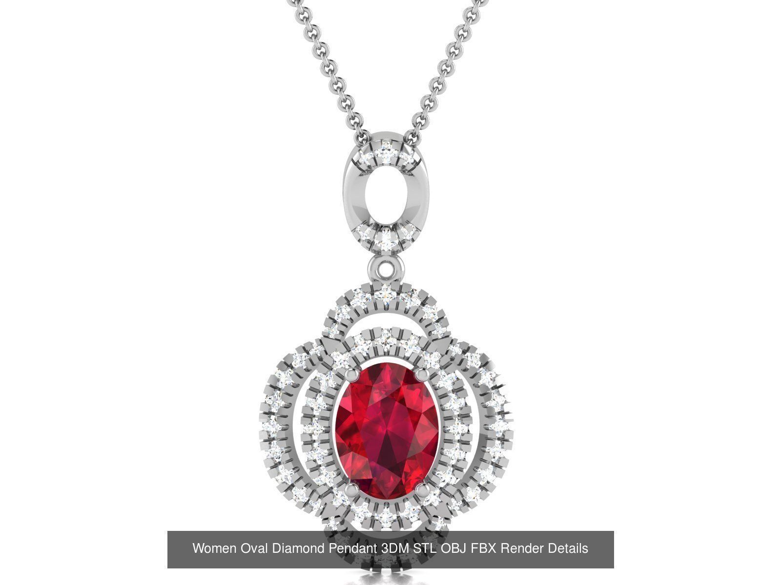 43 Solitaire Oval Diamond Pendant 3dm STL OBJ Details Collection _26
