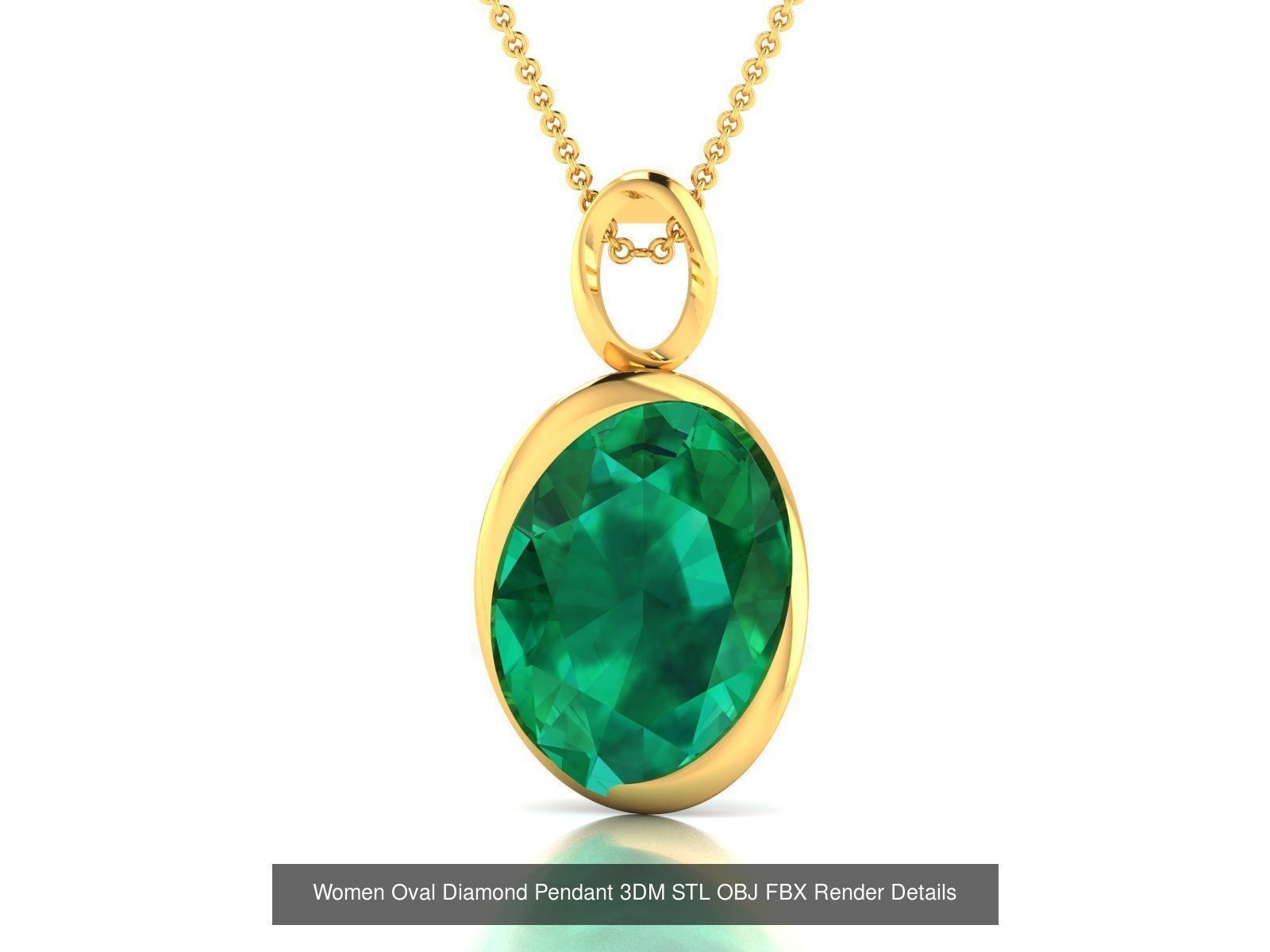 43 Solitaire Oval Diamond Pendant 3dm STL OBJ Details Collection _30