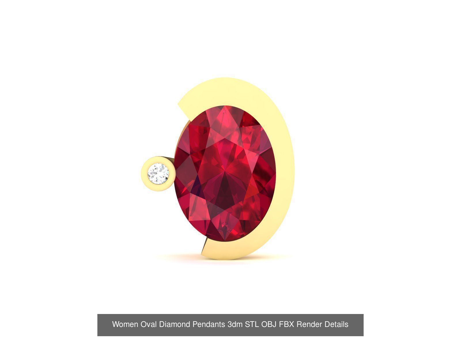 43 Solitaire Oval Diamond Pendant 3dm STL OBJ Details Collection _42