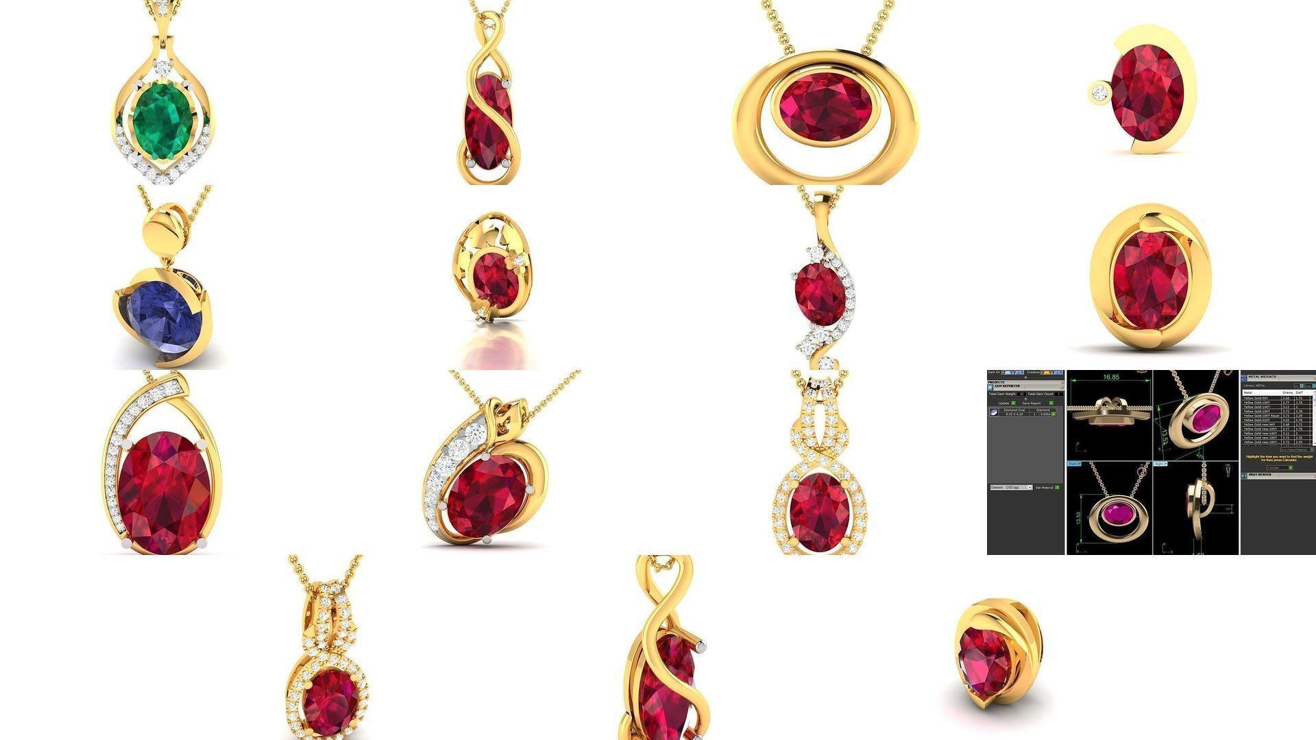 43 Solitaire Oval Diamond Pendant 3dm STL OBJ Details Collection _5