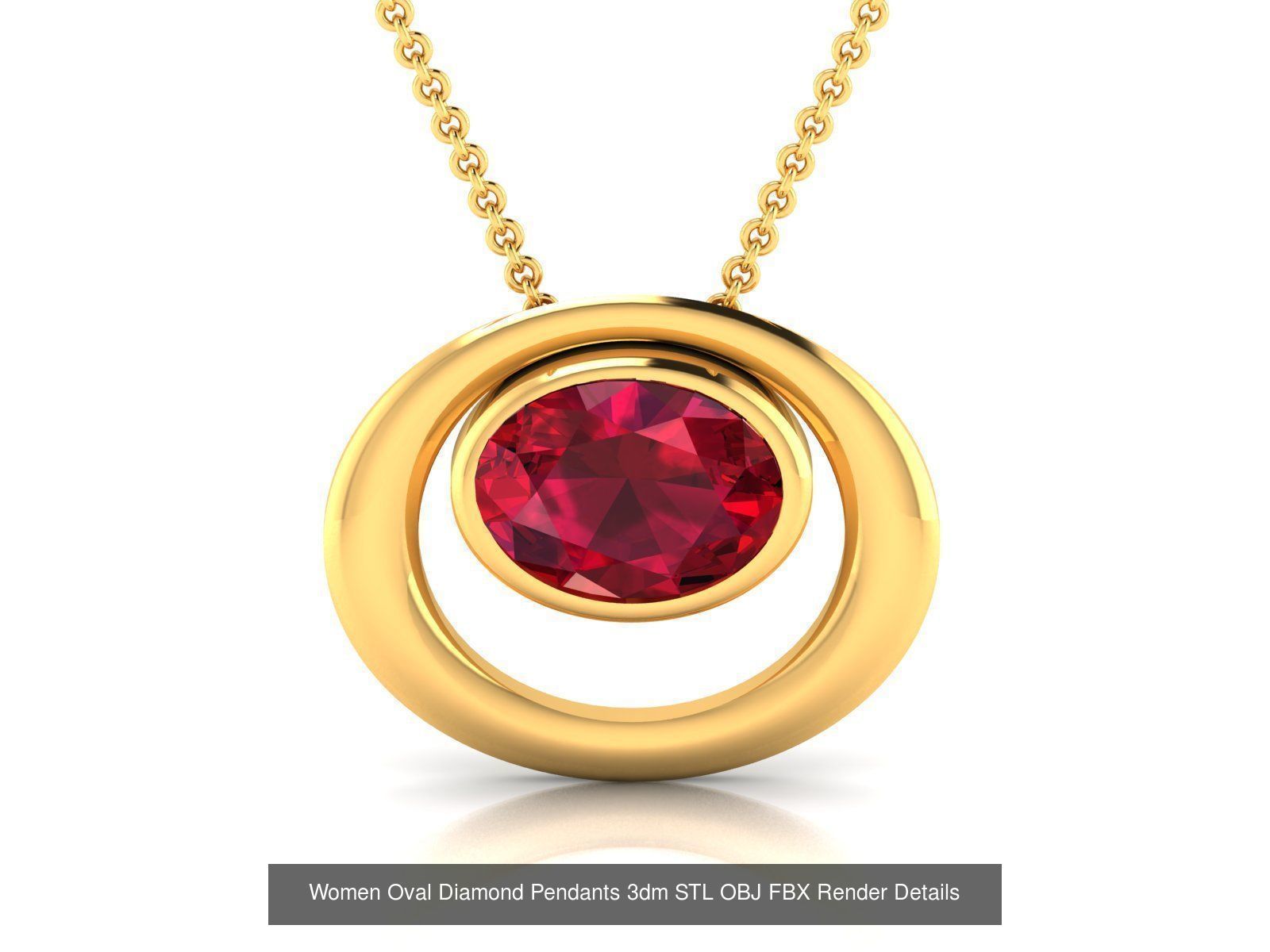 43 Solitaire Oval Diamond Pendant 3dm STL OBJ Details Collection _32