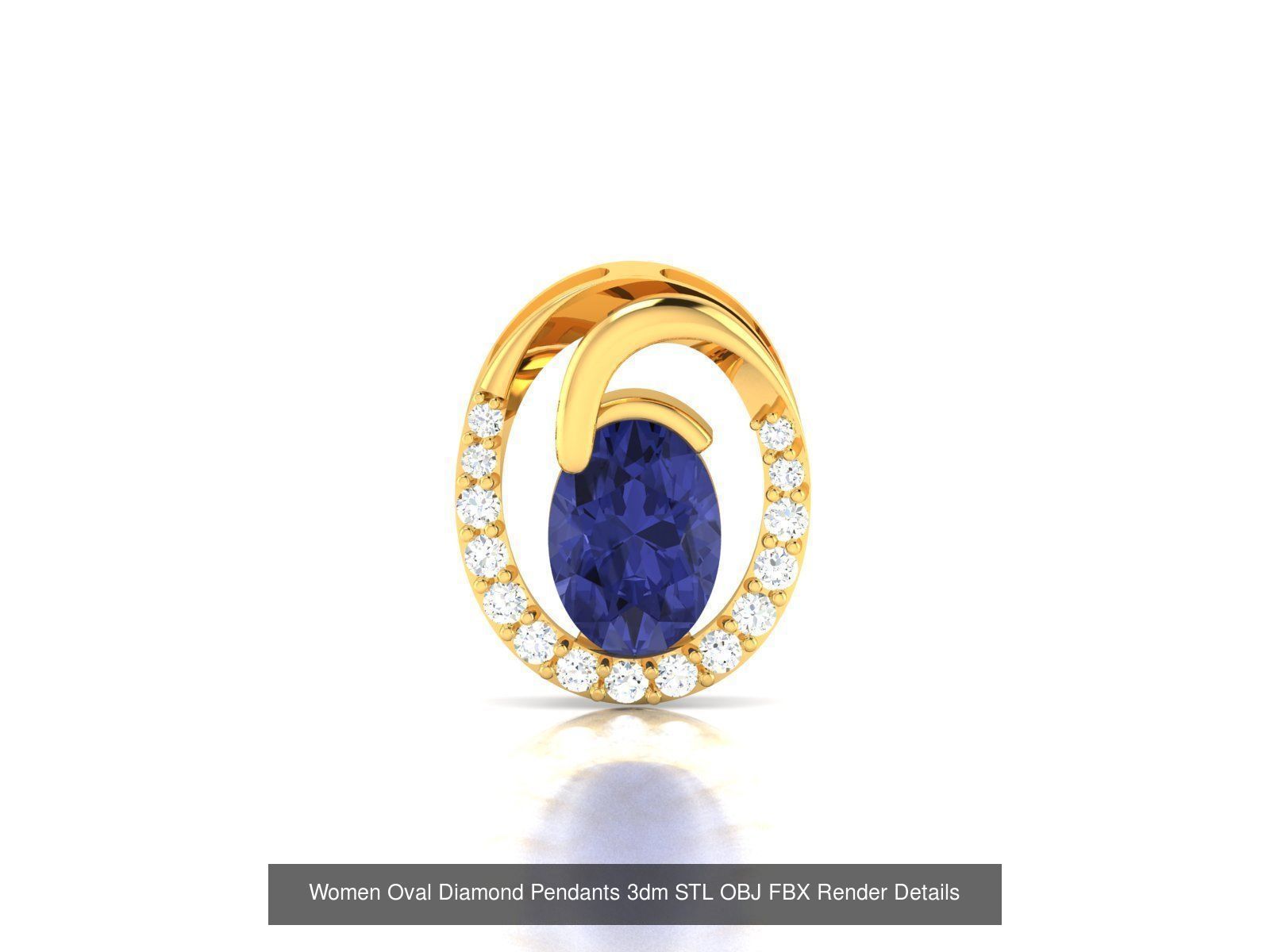 43 Solitaire Oval Diamond Pendant 3dm STL OBJ Details Collection _10