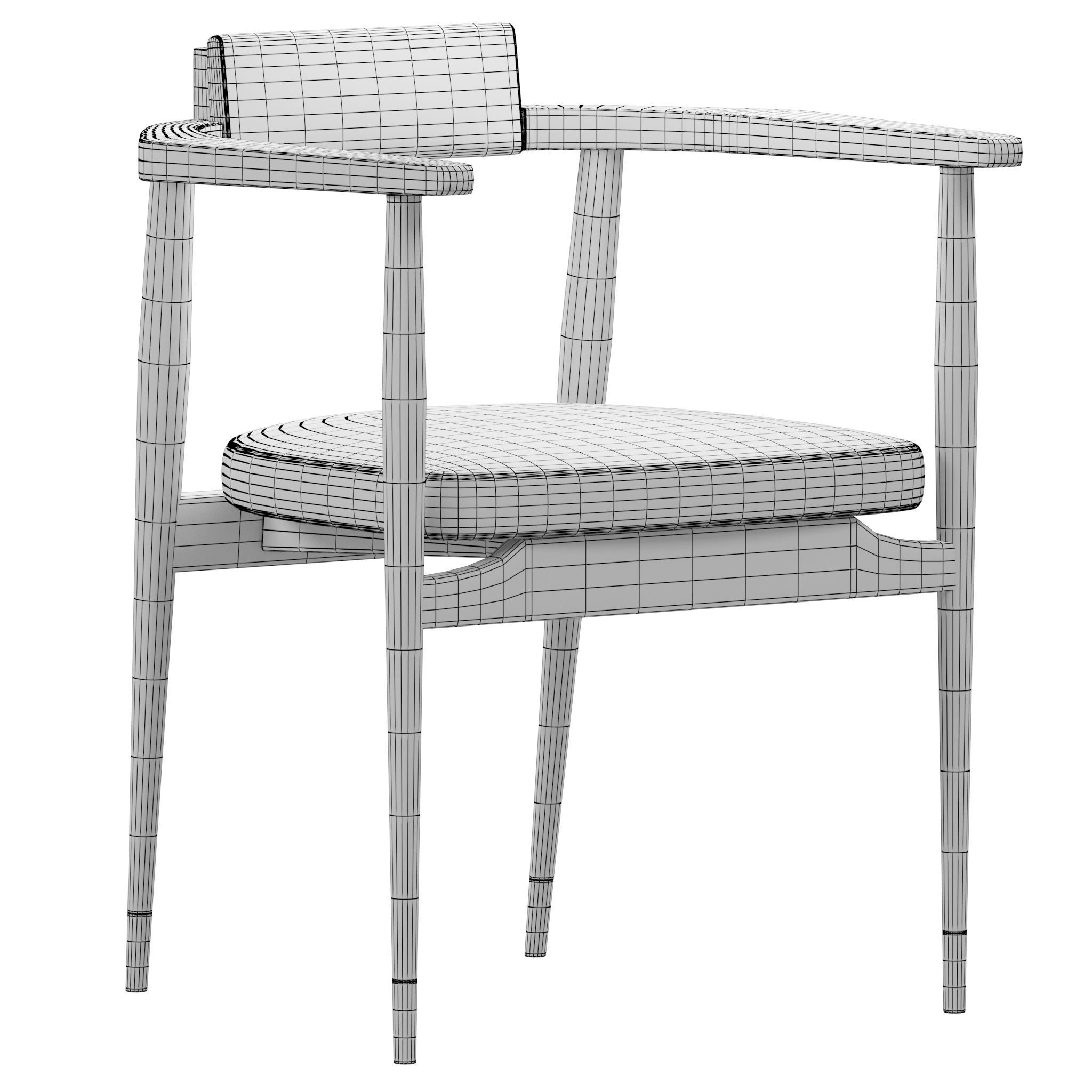 GARDNER dining chair with upholstery and gold legs 3D model_2