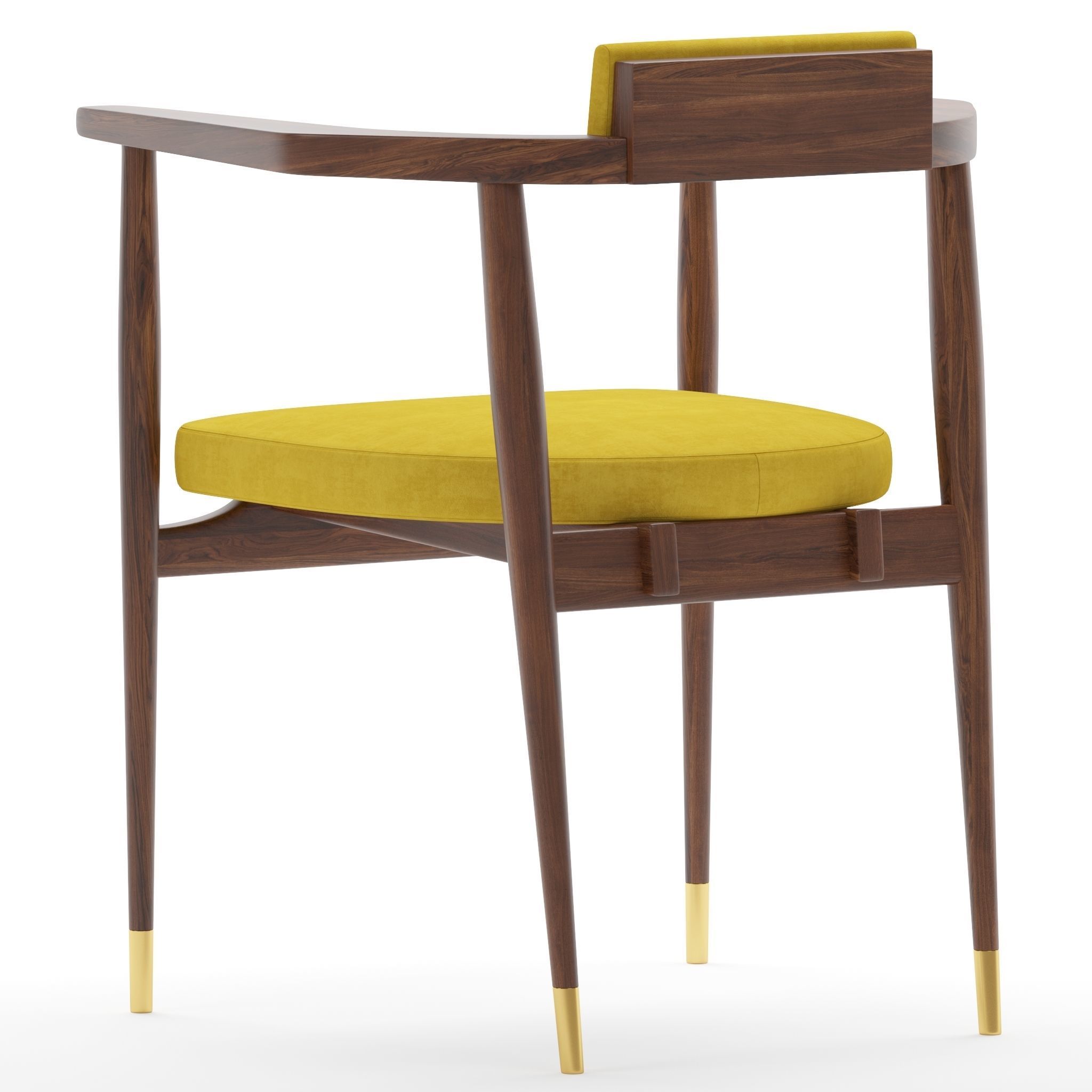 GARDNER dining chair with upholstery and gold legs 3D model_1