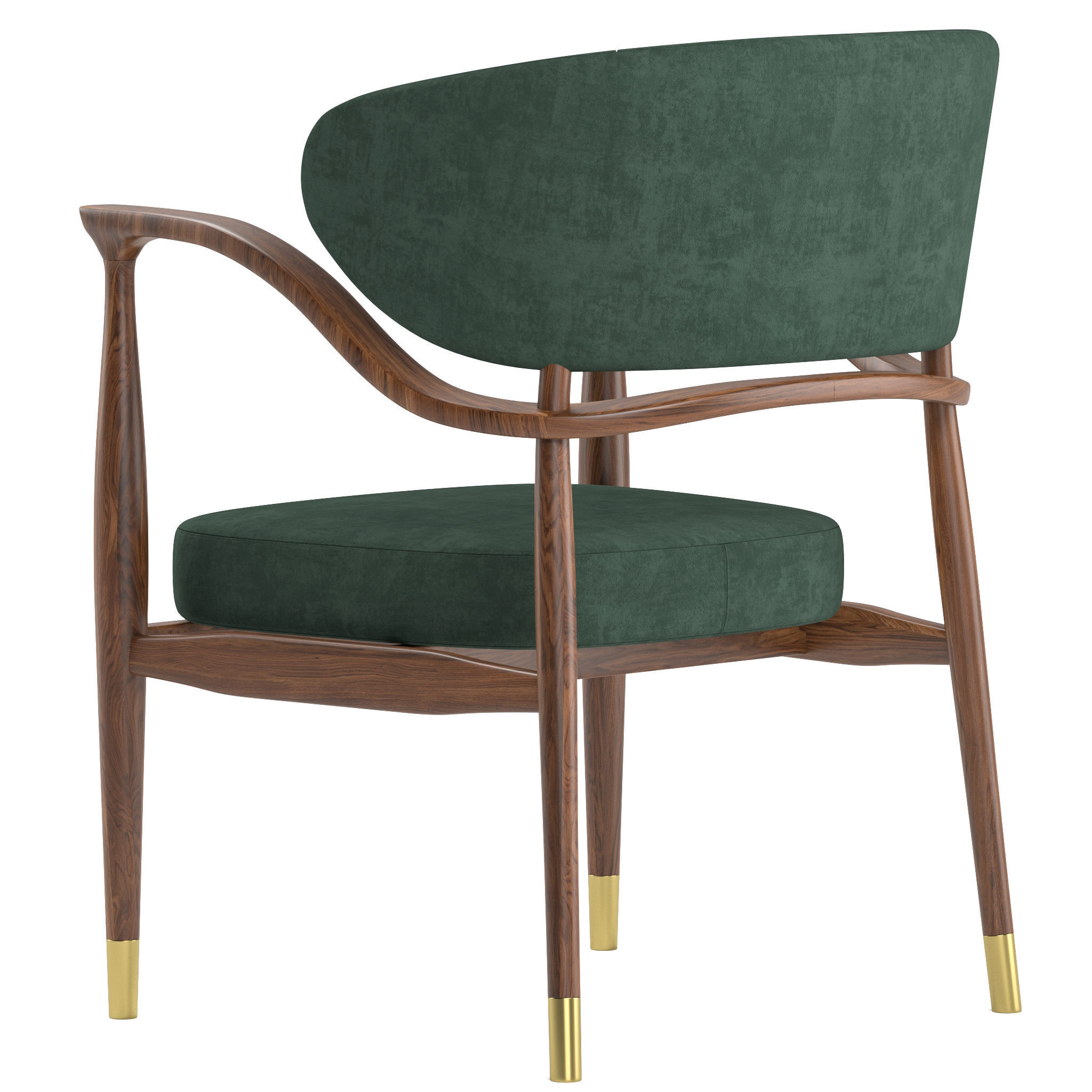 MASON velvet chair with brass legs 3D model_2