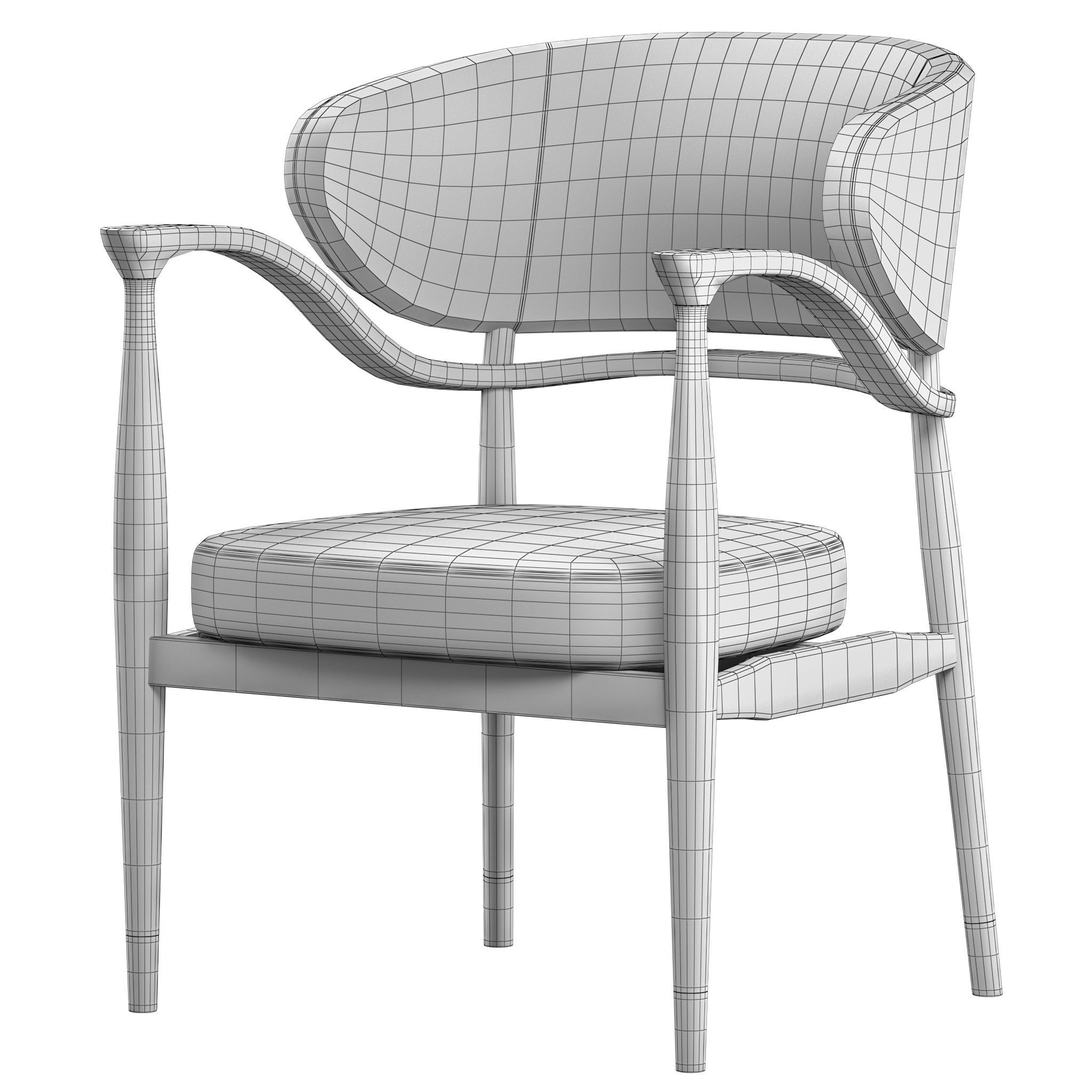 MASON velvet chair with brass legs 3D model_3