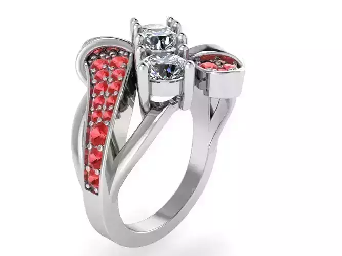 Red and white diamond ring 2285 3D print model 