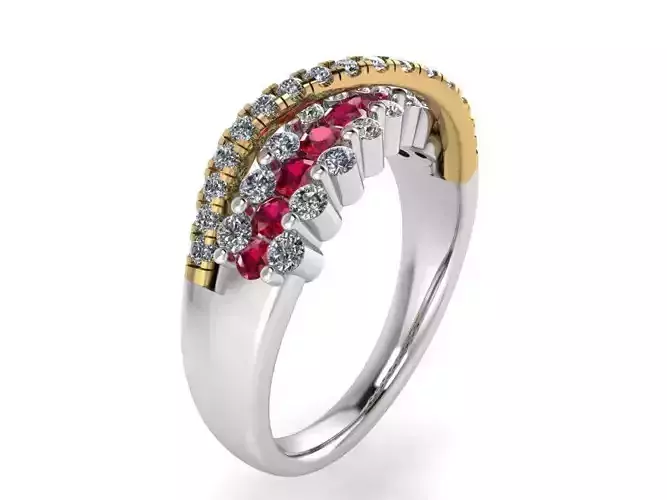 Colorful round diamond ring 2286 3D print model