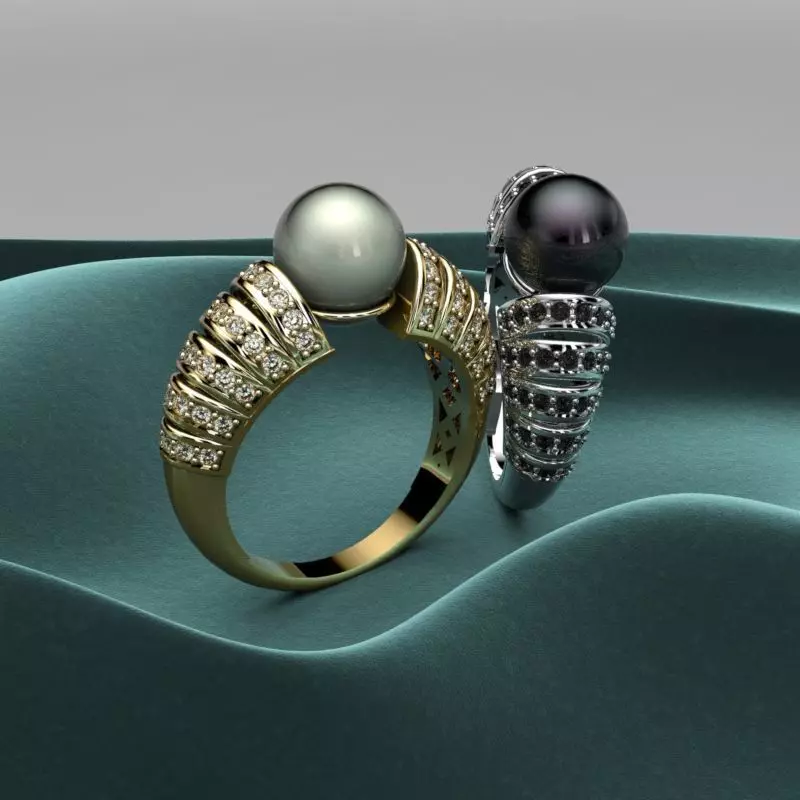 Anillo Perla y brillantes con forro B70001 3D print model