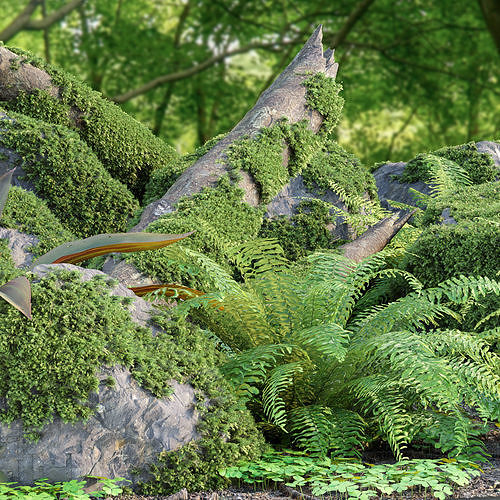 Mossy Garden Asset collection vol 156 3D model 2