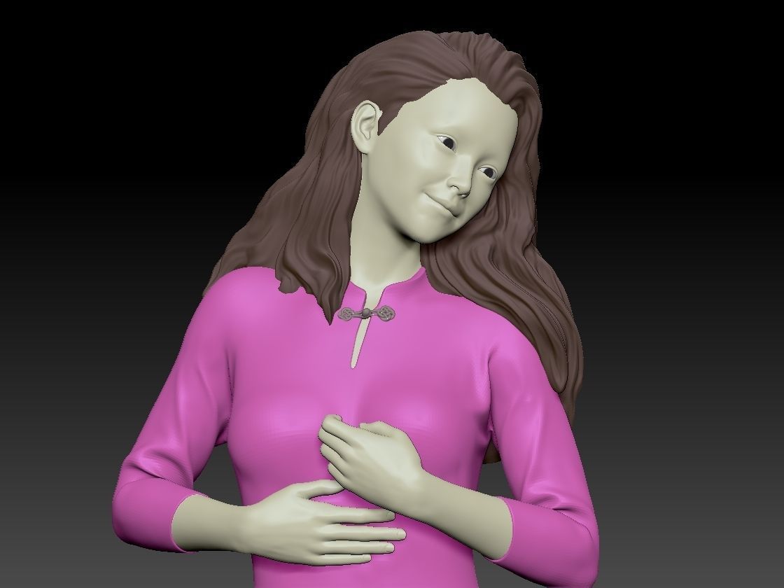 VIETNAMESE GIRL WITH AO DAI 3D print model_3