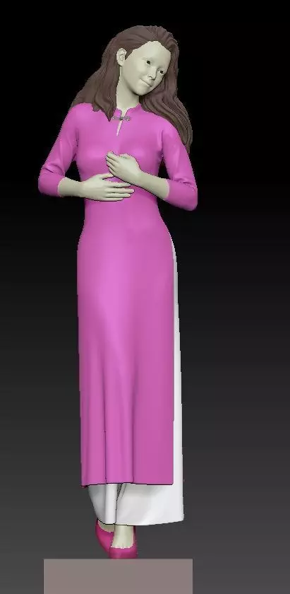 VIETNAMESE GIRL WITH AO DAI 3D print model_0