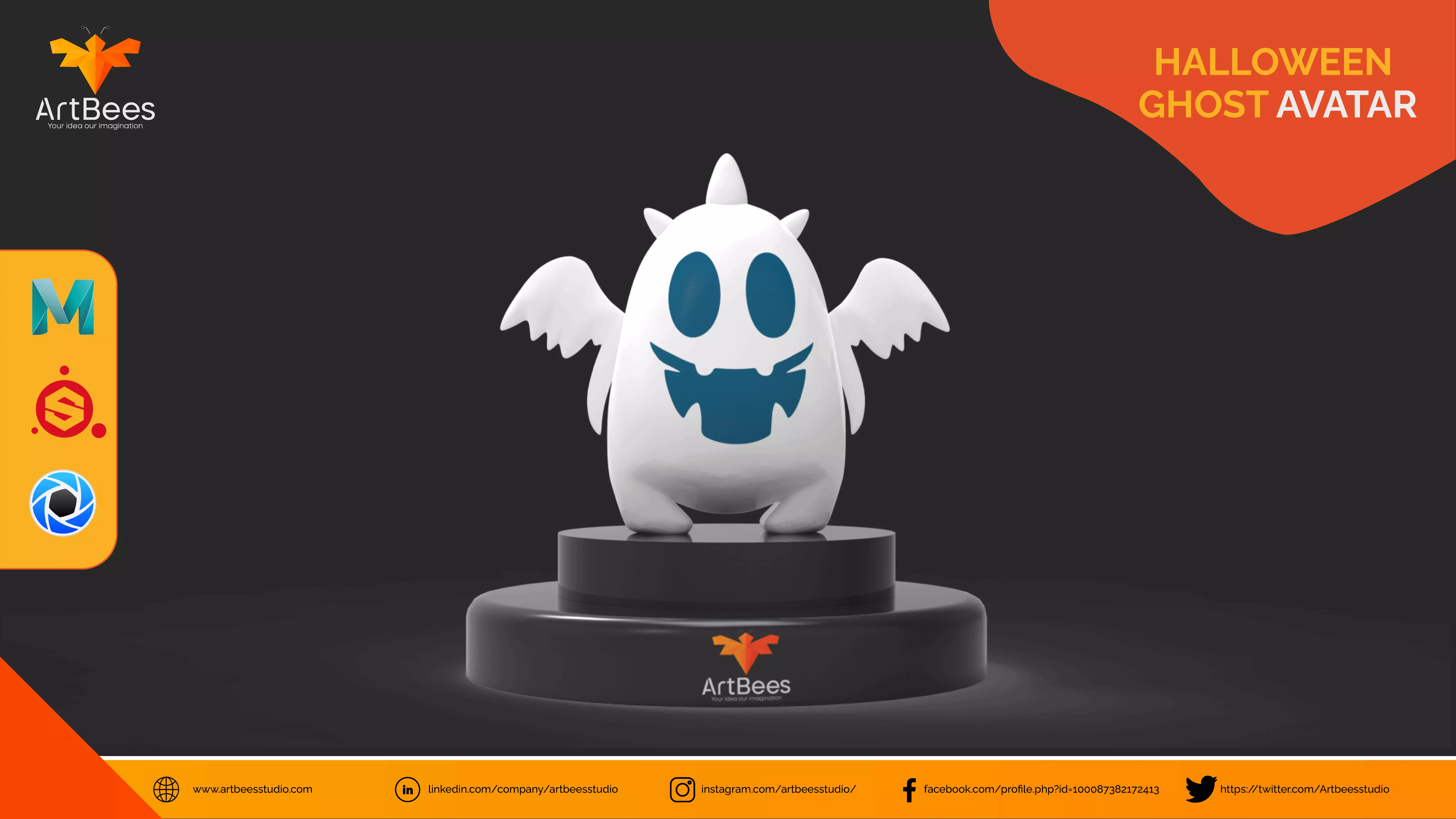 Halloween Ghost Low-poly 3D model_0