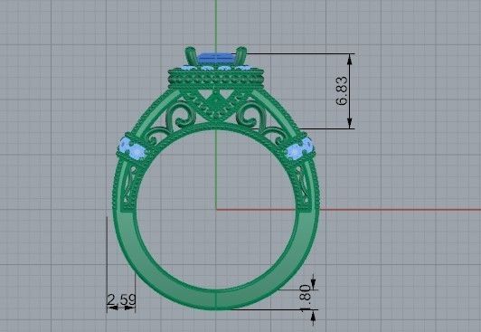 Round halo diamond ring 2288 3D print model 3D print model_6
