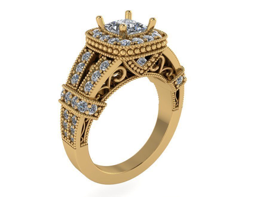 Round halo diamond ring 2288 3D print model 3D print model_1