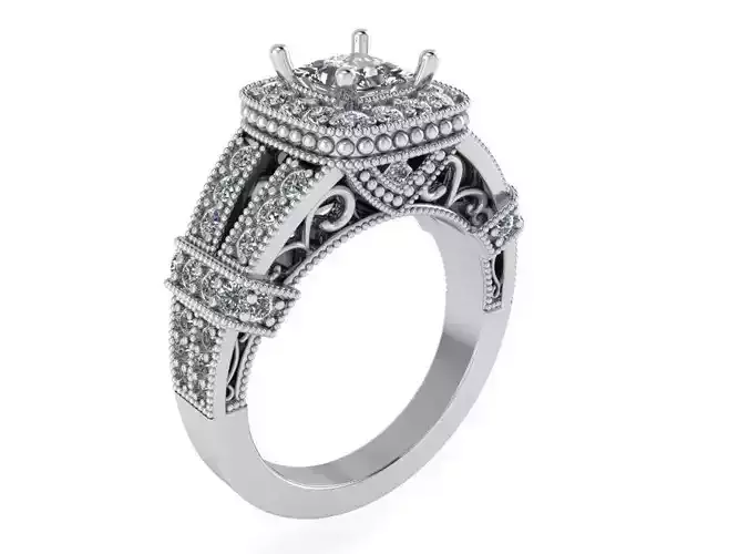 Round halo diamond ring 2288 3D print model