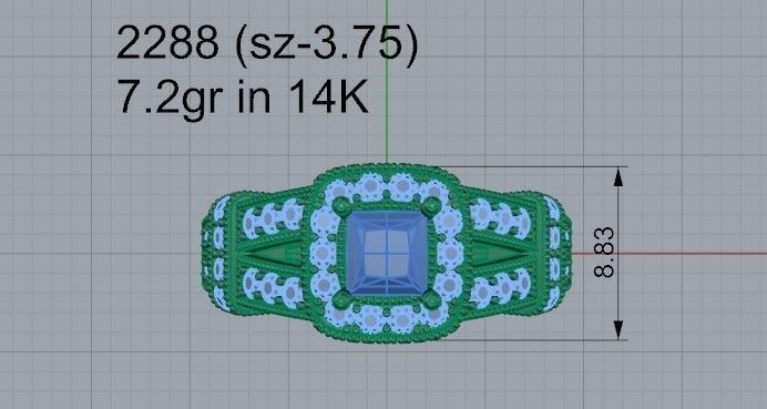Round halo diamond ring 2288 3D print model 3D print model_4