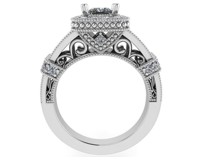 Round halo diamond ring 2288 3D print model 3D print model_2