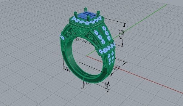 Round halo diamond ring 2288 3D print model 3D print model_5