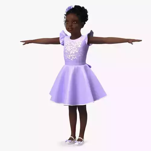 Black Child Girl Party Style T-pose
