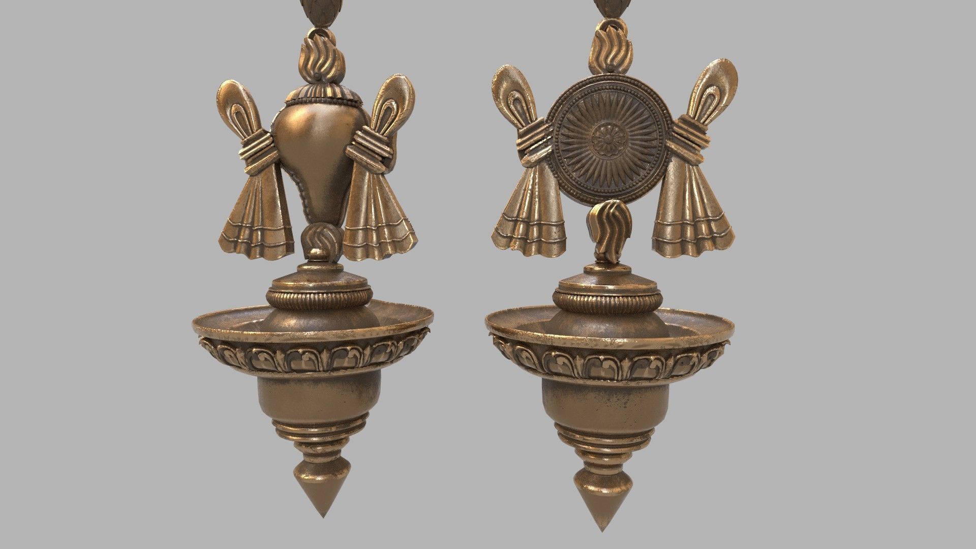 oil lamp shanku chakra oil lamp balaji  3D model_2