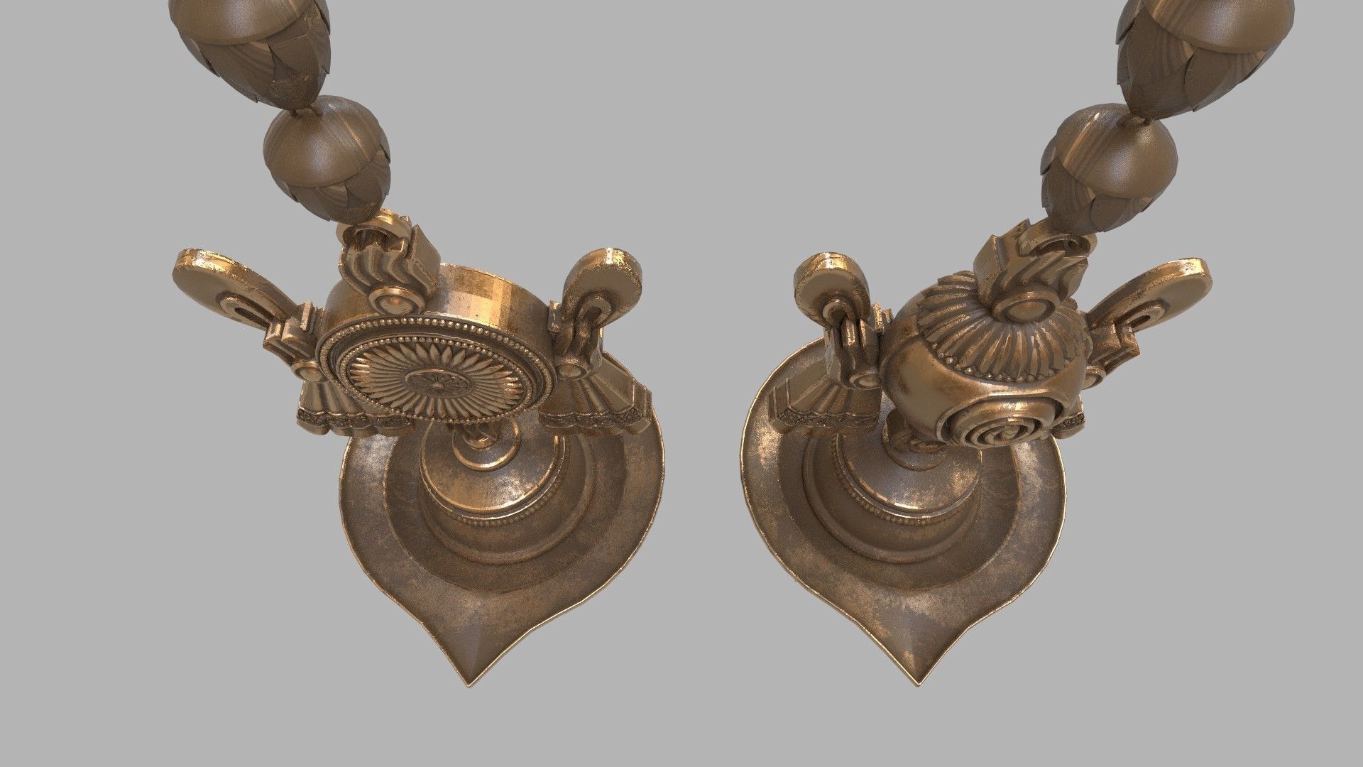 oil lamp shanku chakra oil lamp balaji  3D model_4