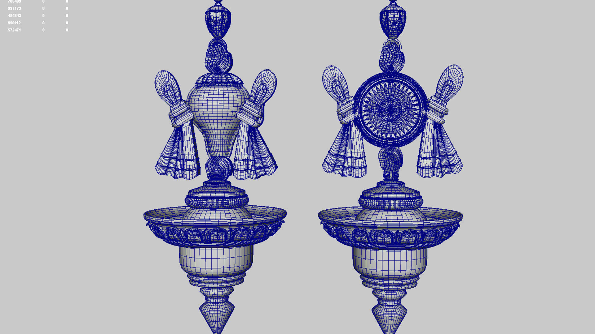 oil lamp shanku chakra oil lamp balaji  3D model_10