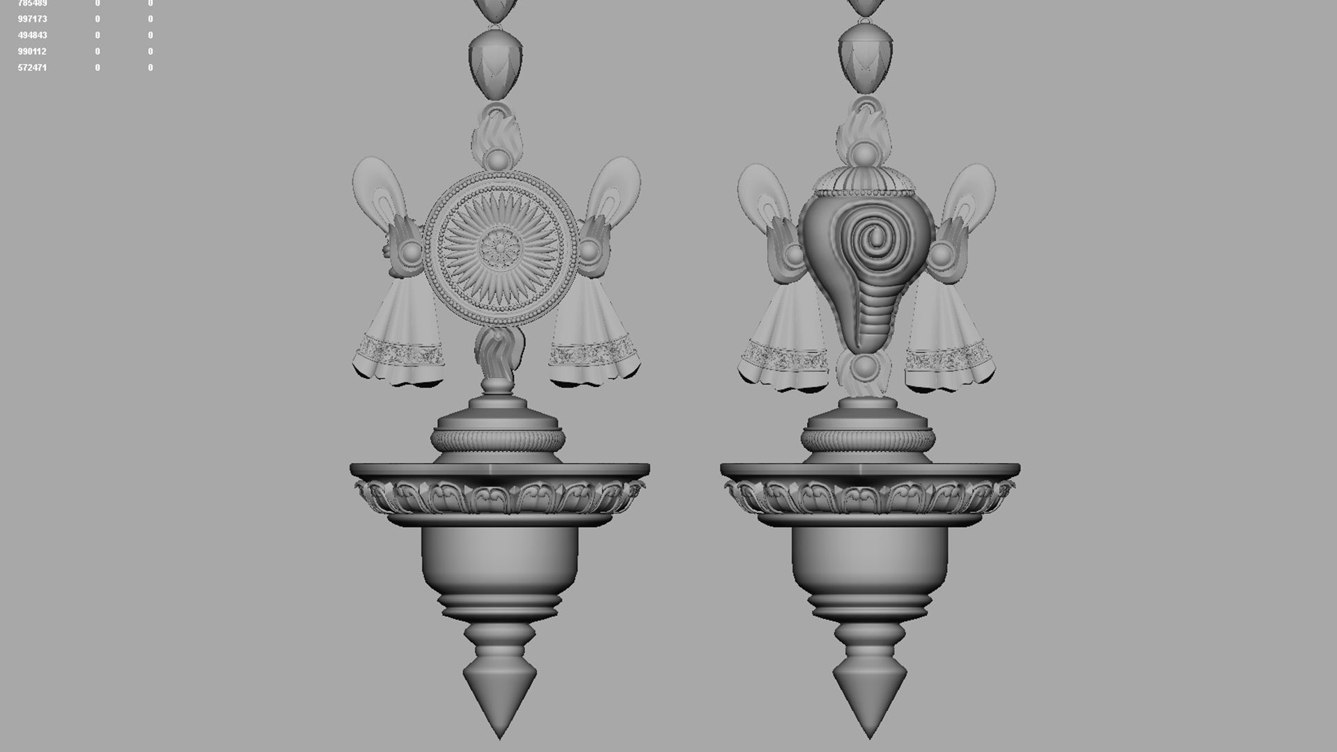 oil lamp shanku chakra oil lamp balaji  3D model_7