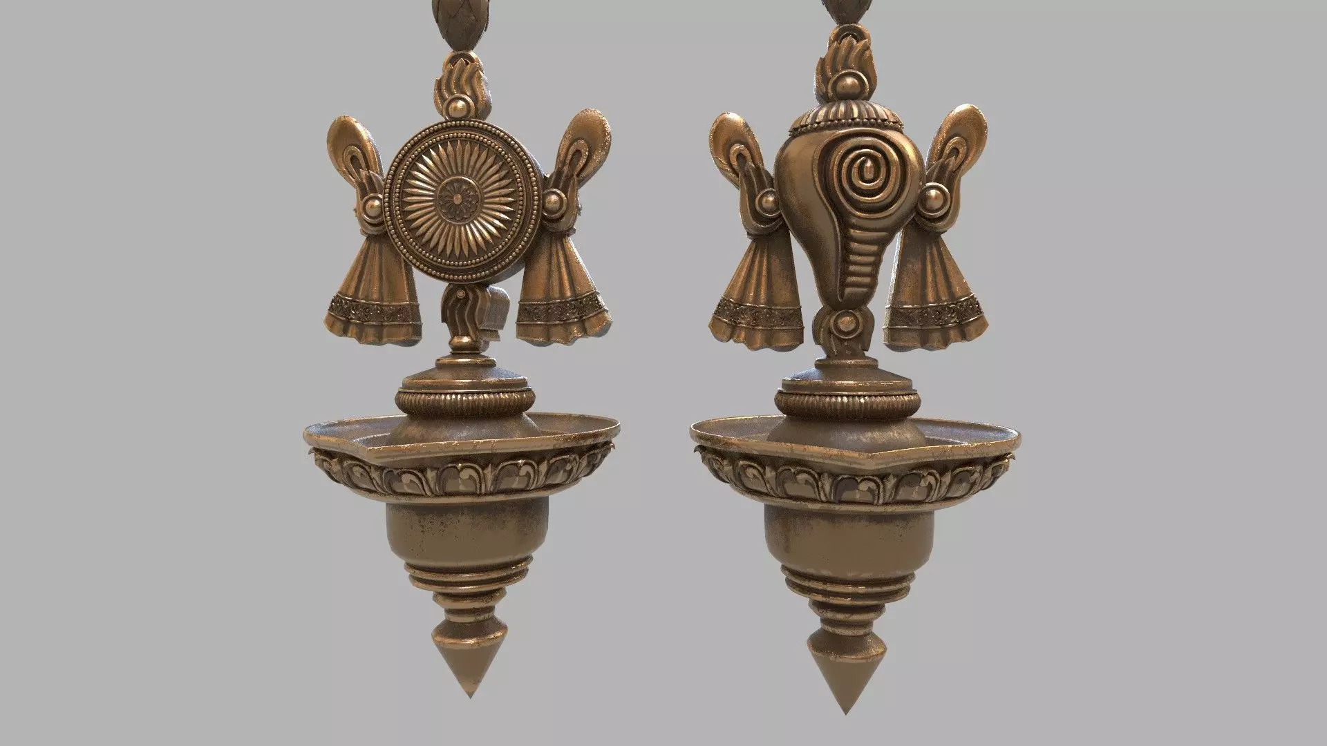 oil lamp shanku chakra oil lamp balaji  3D model_0