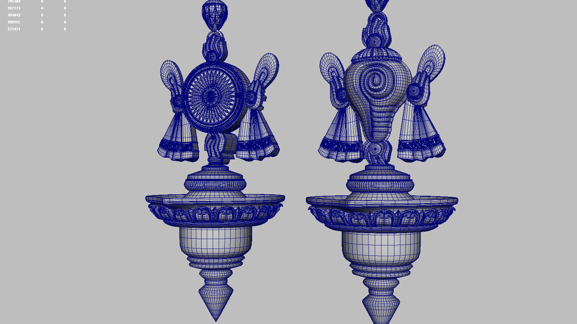 oil lamp shanku chakra oil lamp balaji  3D model_9