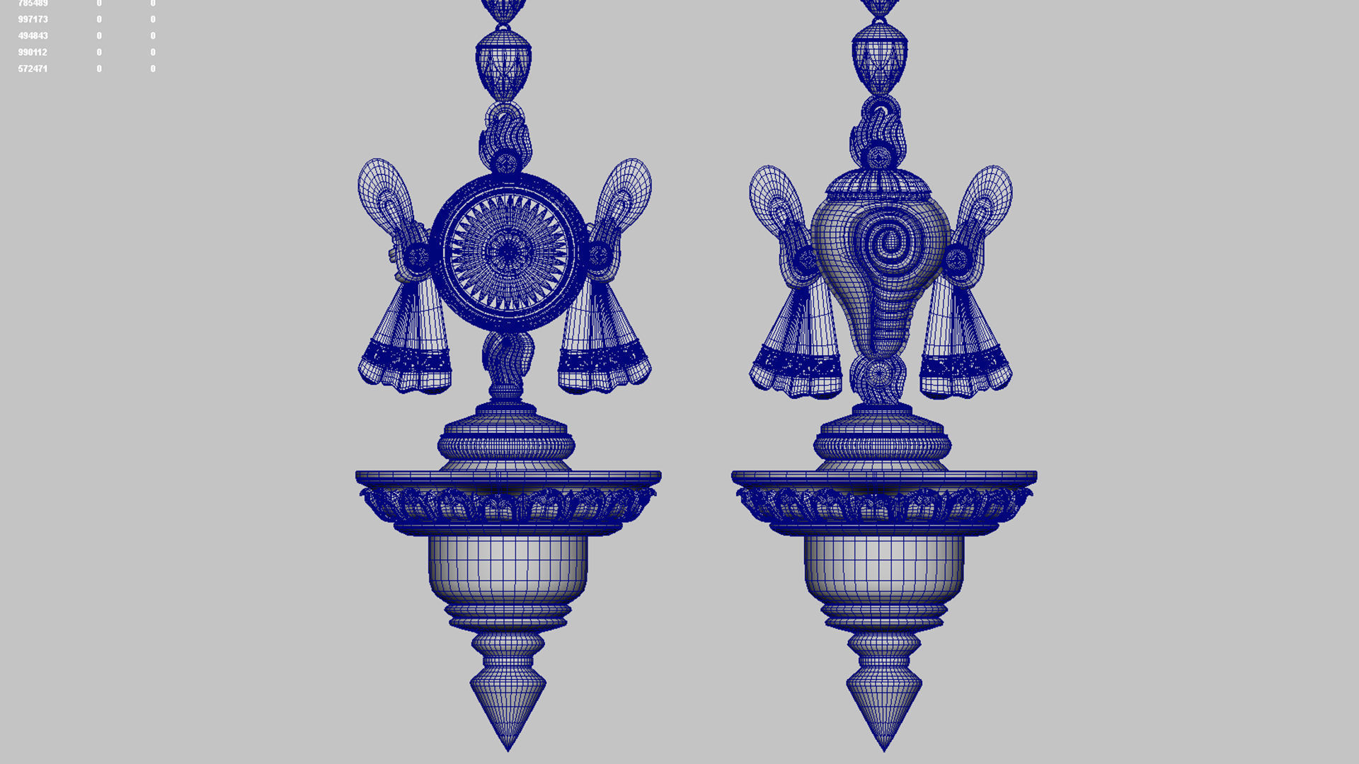 oil lamp shanku chakra oil lamp balaji  3D model_11