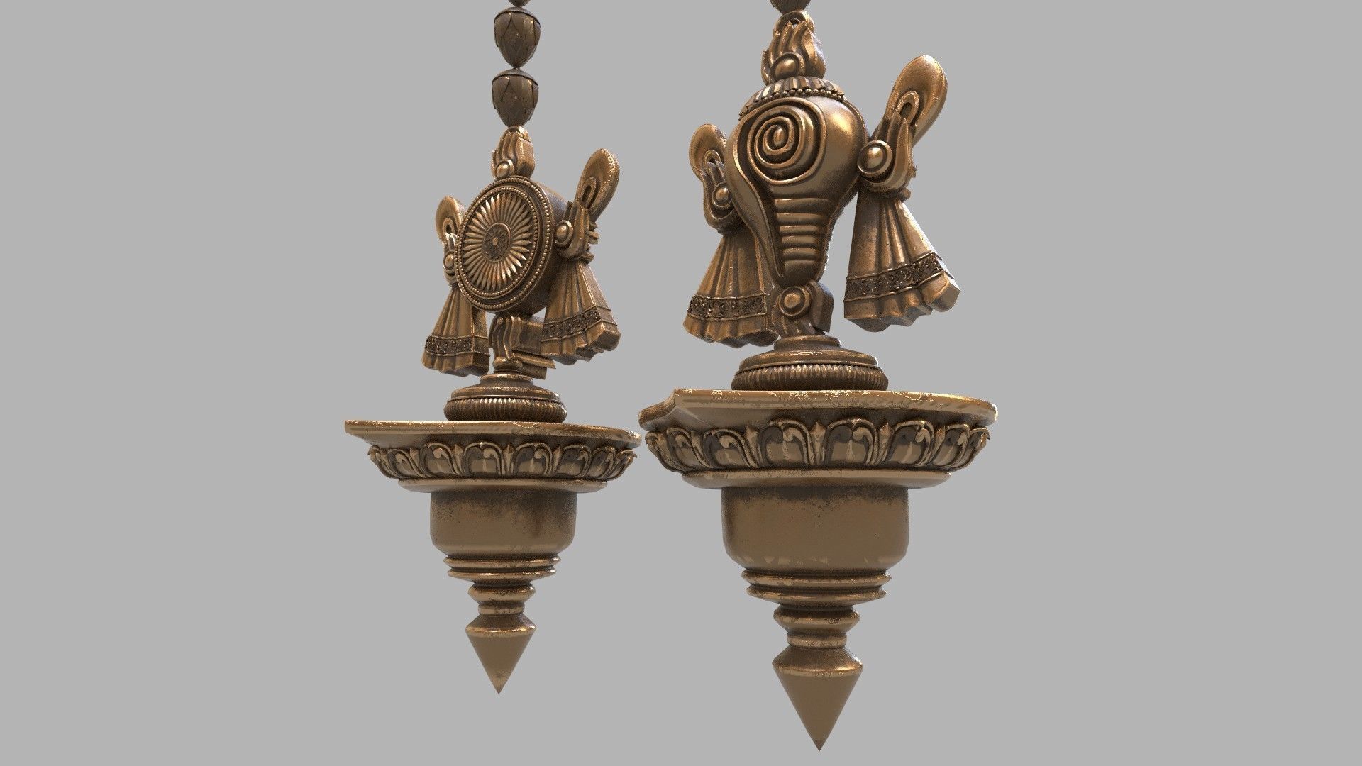 oil lamp shanku chakra oil lamp balaji  3D model_1