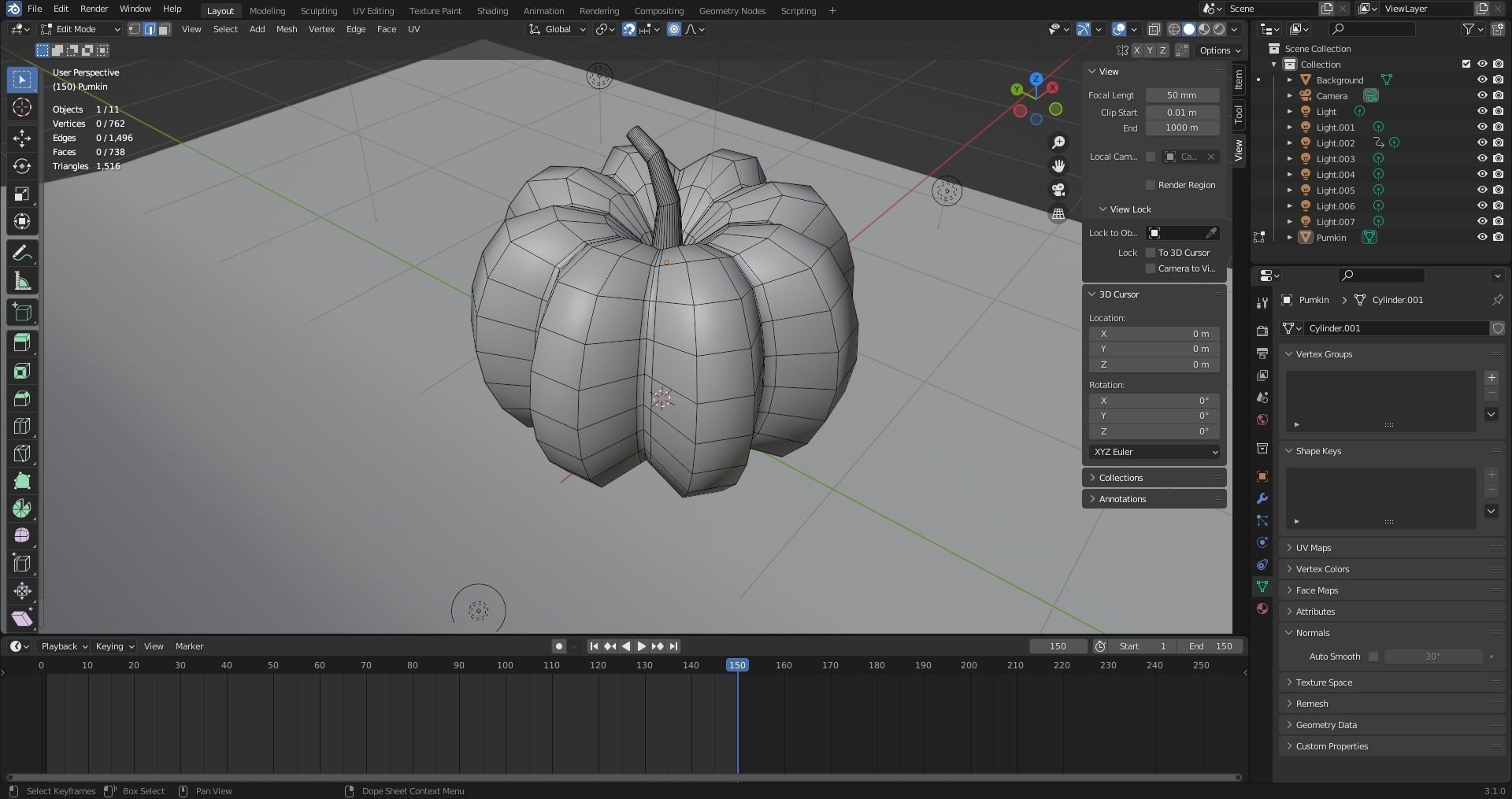 Pumpkin banana Low-poly 3D model_19