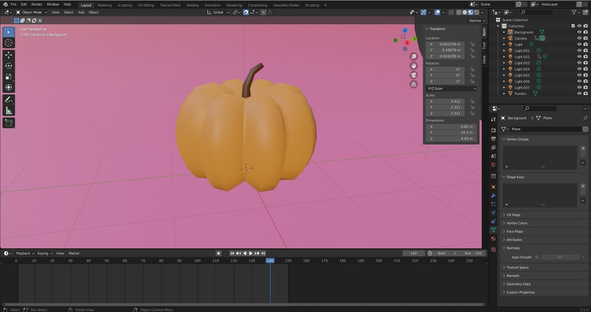Pumpkin banana Low-poly 3D model_7