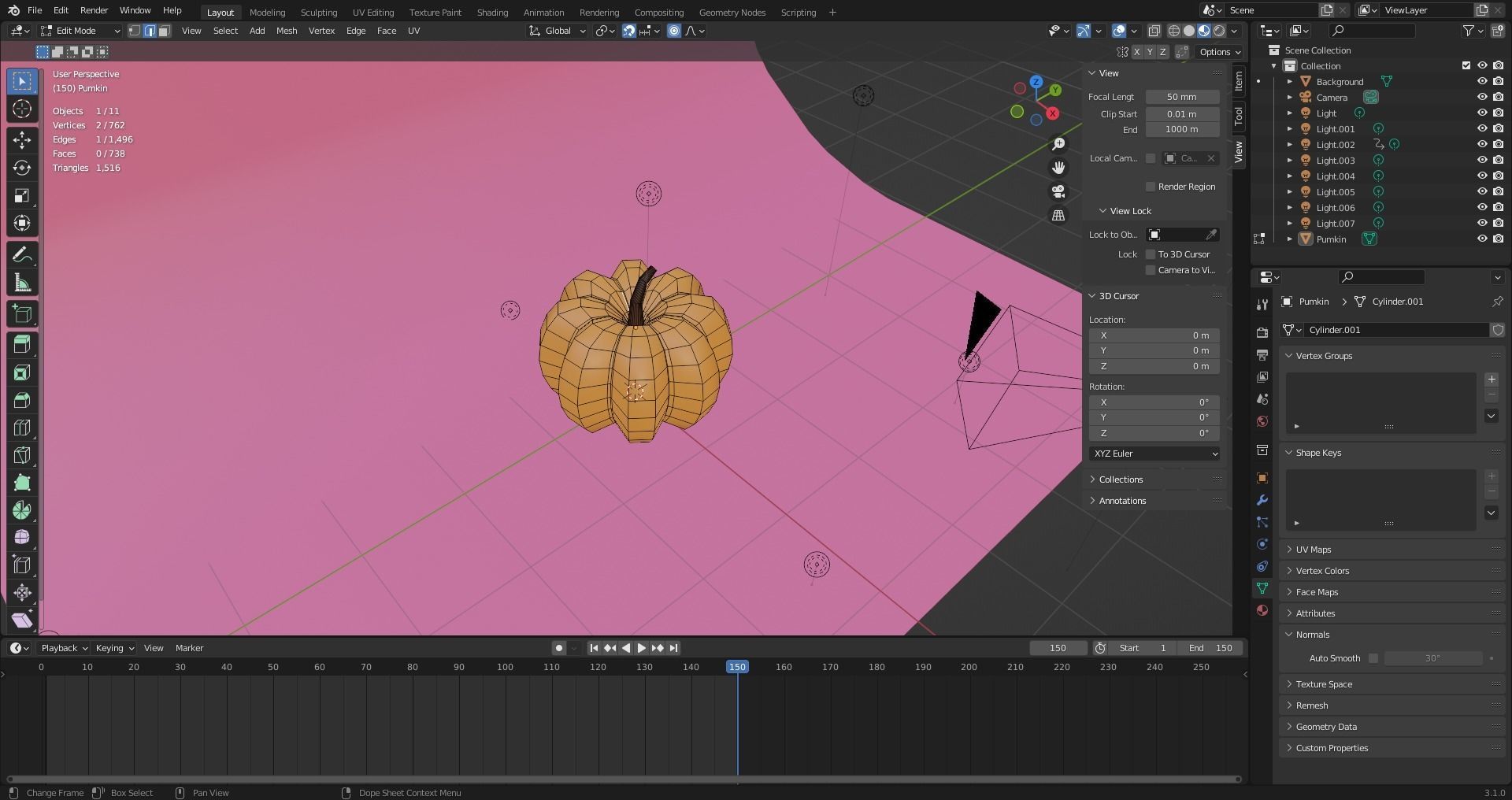 Pumpkin banana Low-poly 3D model_21