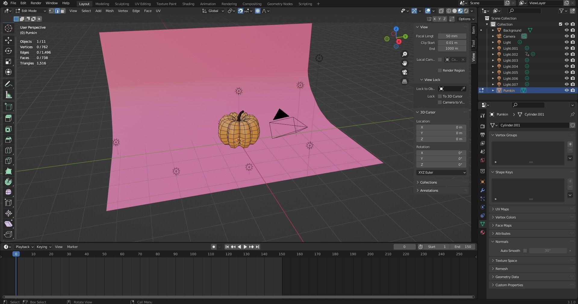Pumpkin banana Low-poly 3D model_16
