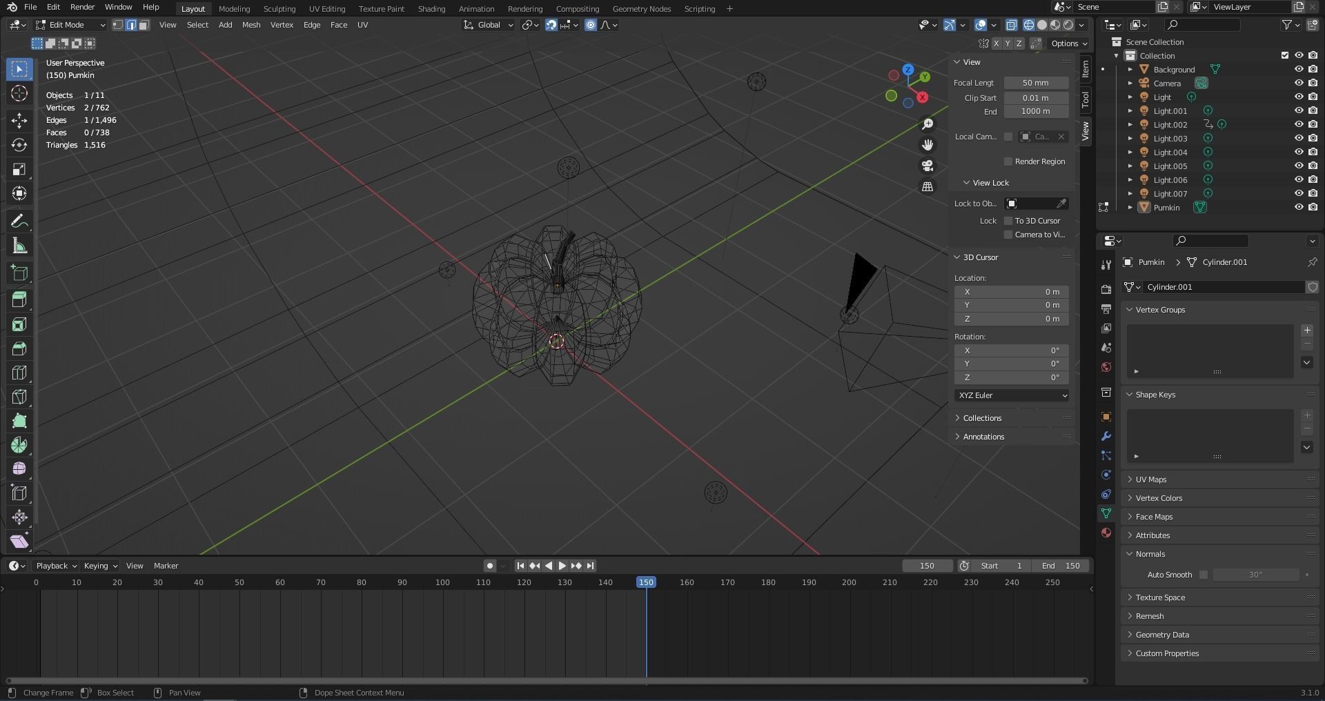 Pumpkin banana Low-poly 3D model_22