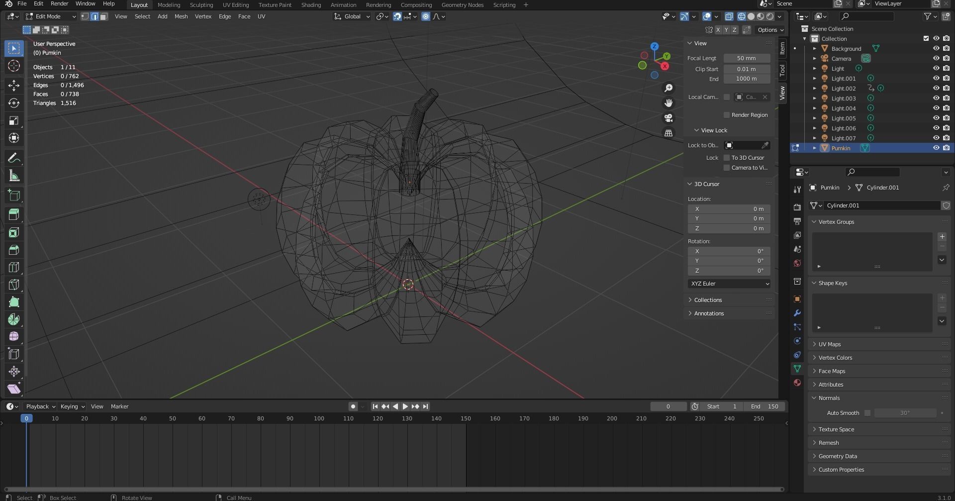 Pumpkin banana Low-poly 3D model_13