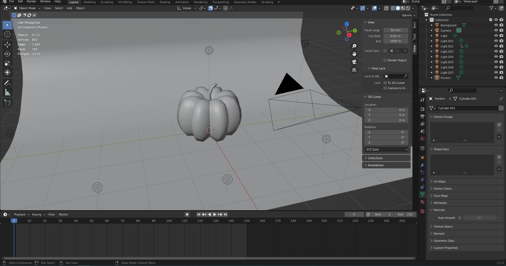 Pumpkin banana Low-poly 3D model_17