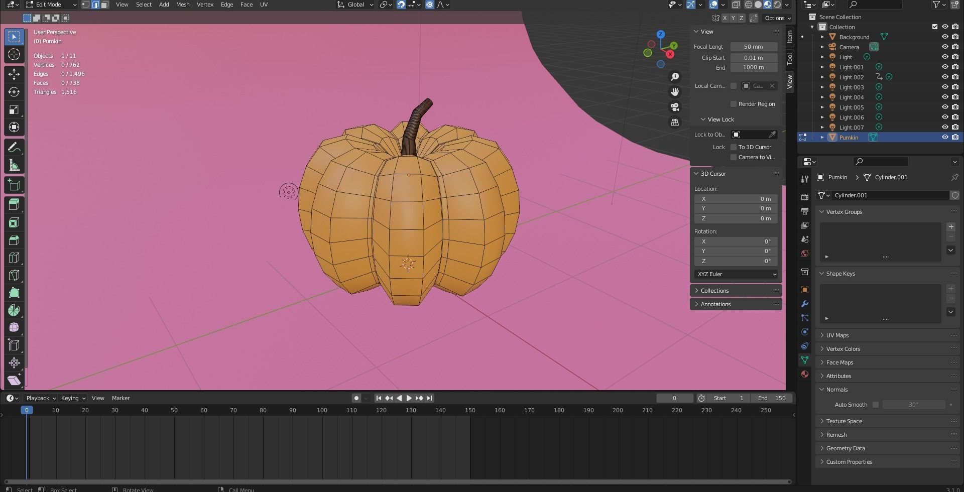 Pumpkin banana Low-poly 3D model_14