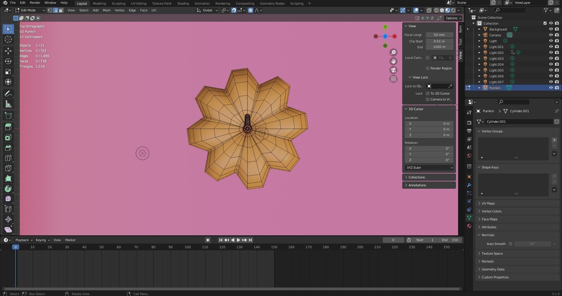Pumpkin banana Low-poly 3D model_15