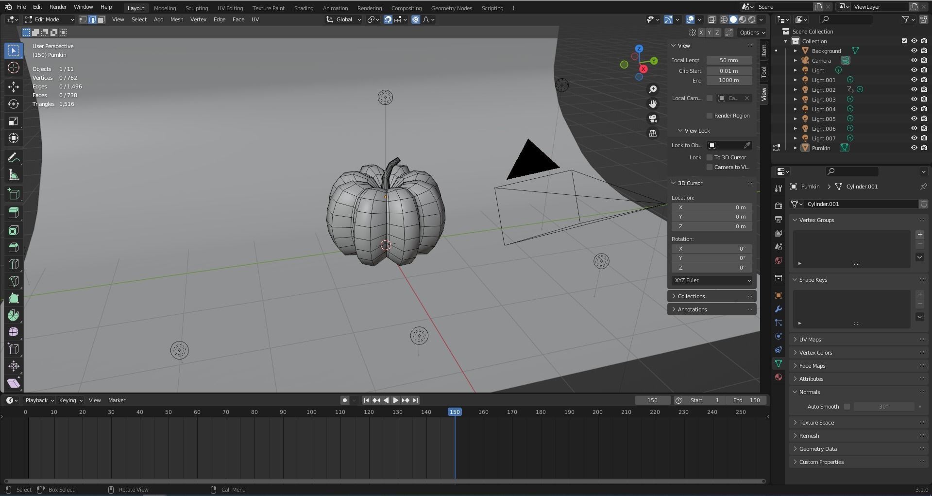 Pumpkin banana Low-poly 3D model_18