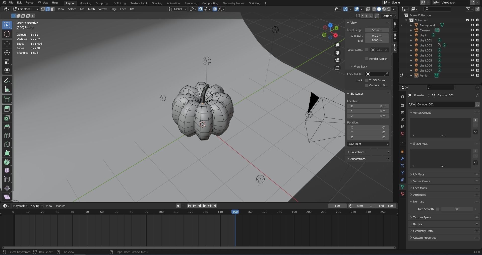 Pumpkin banana Low-poly 3D model_23