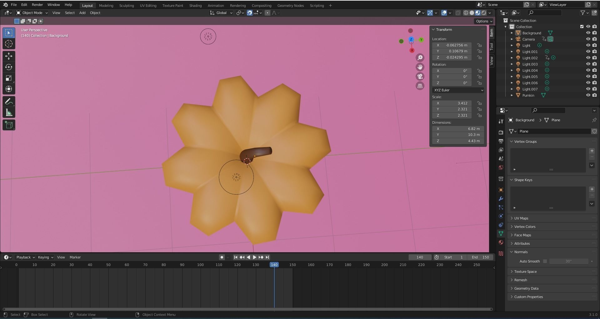 Pumpkin banana Low-poly 3D model_8