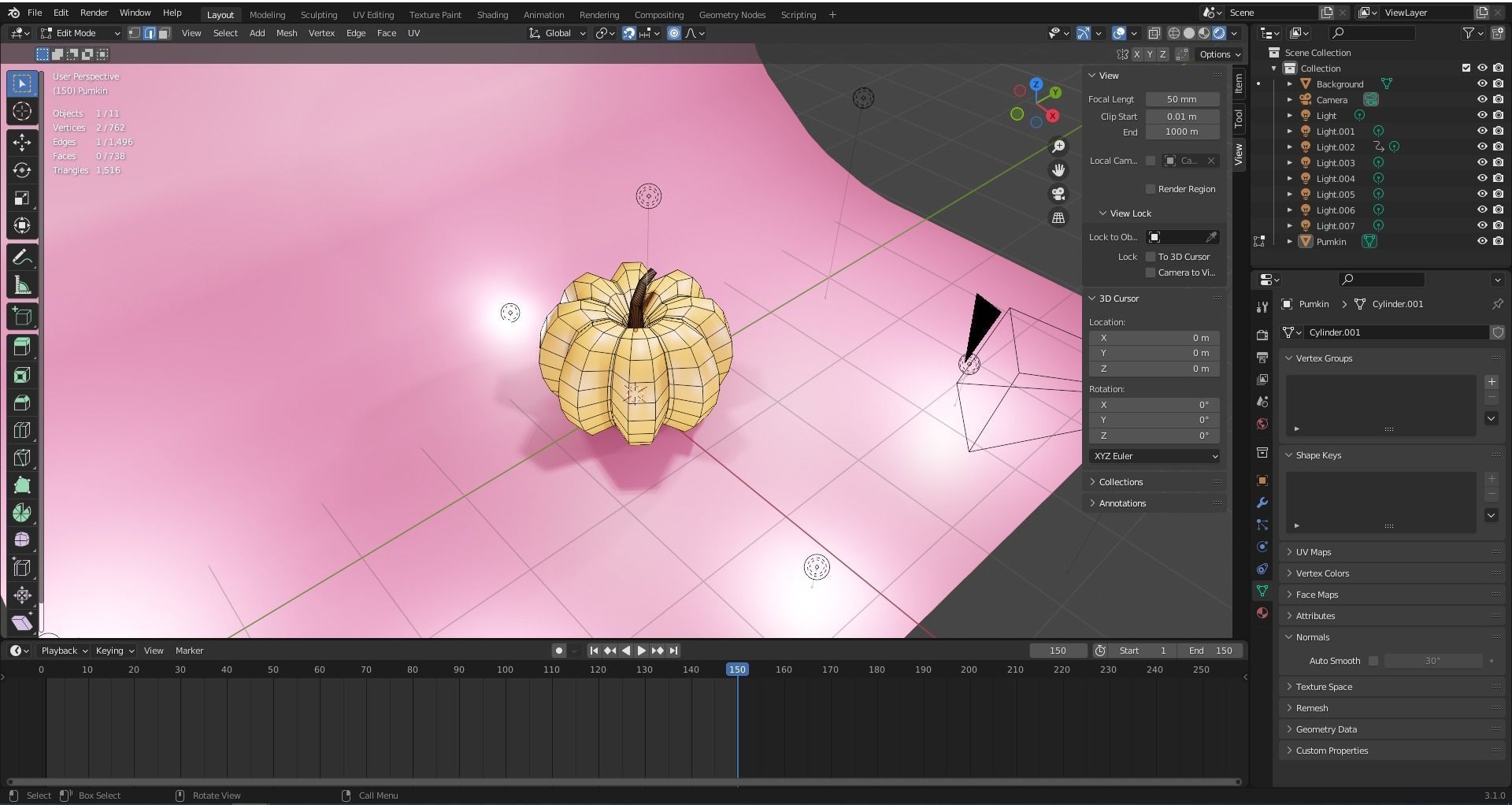 Pumpkin banana Low-poly 3D model_20