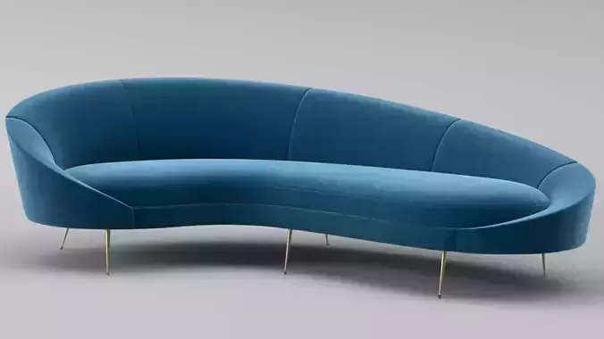 Ico Parisi Style Modern Curved Sofa 02  With Pro Studio Scene 3D model