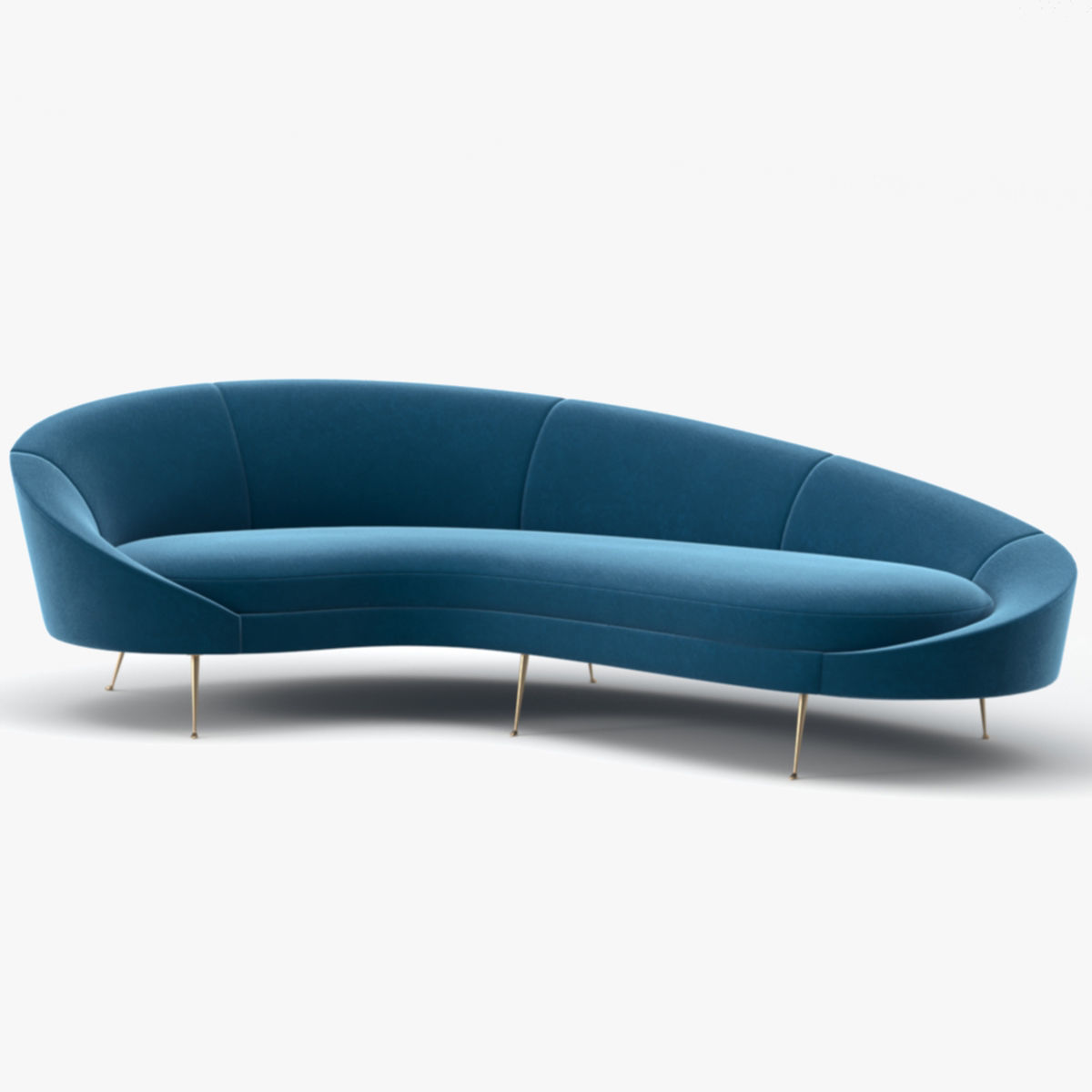Ico Parisi Style Modern Curved Sofa 02  With Pro Studio Scene 3D model_26